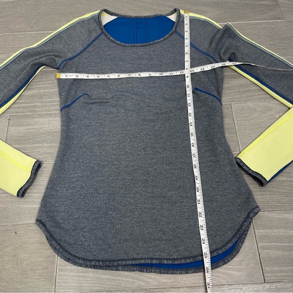 Lululemon Runder Under Long Sleeve Limitless Blue Heathered Coal Clarity Yellow - Picture 16 of 16
